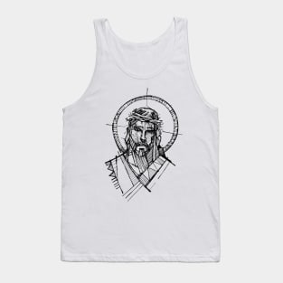 Jesus Christ Face at his Passion illustration Tank Top